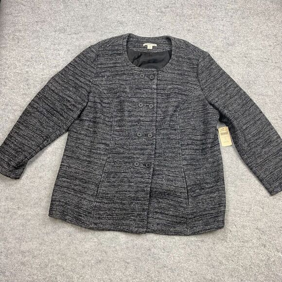 Coldwater creek jacket women's 2X black cardigan blazer Textured artsy‎ Colorful - Picture 1 of 10